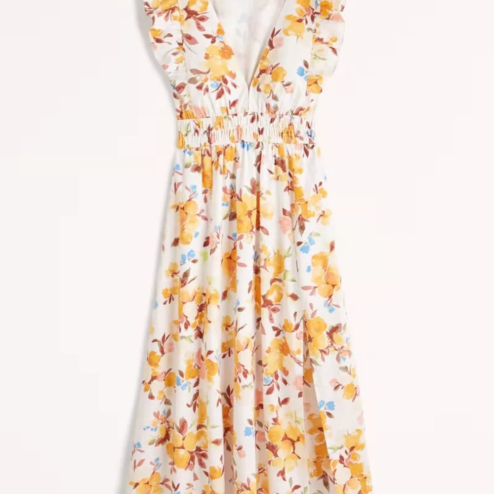 Abercrombie Flutter Sleeve Floral Midi Dress NWT